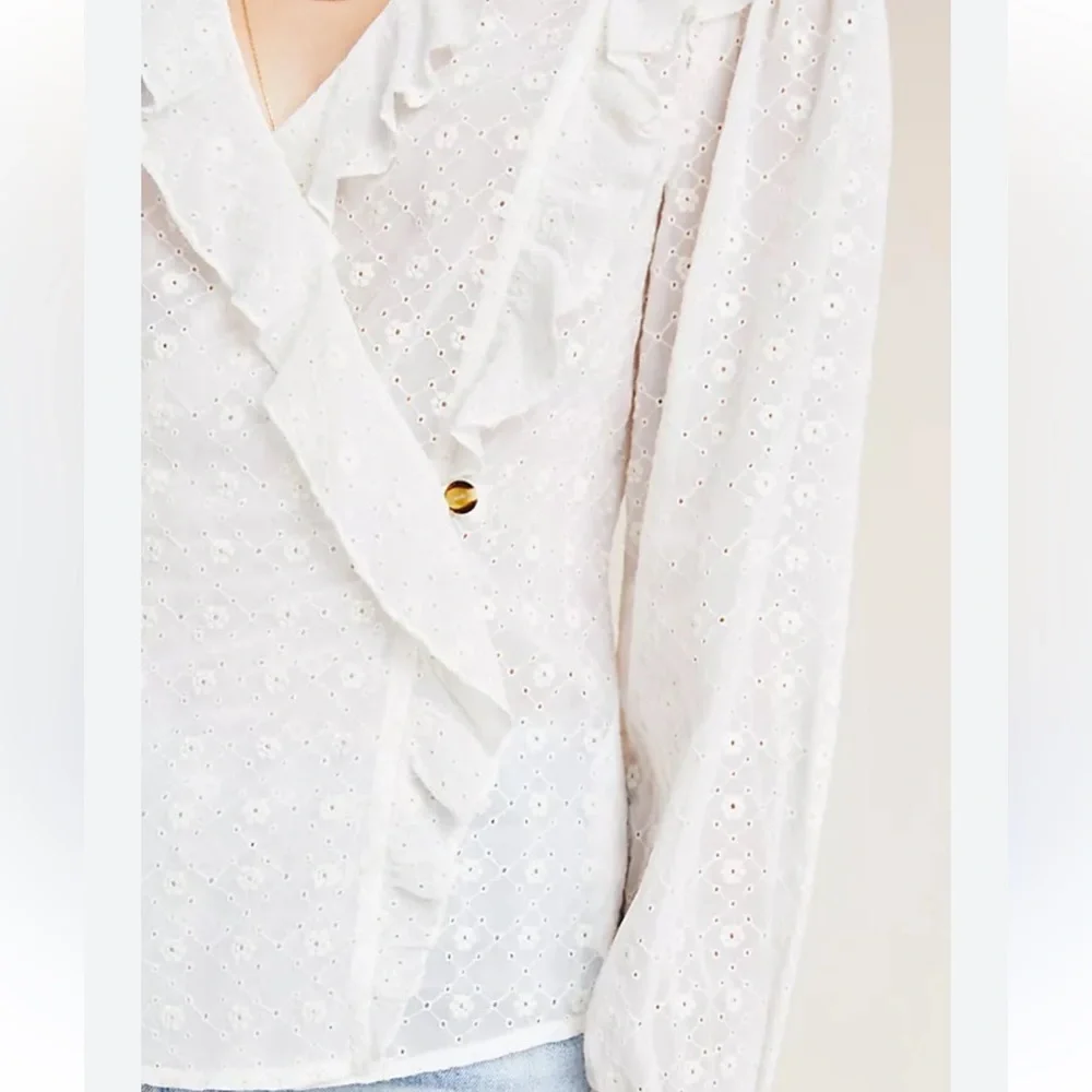 NWT Anthropologie Maeve Laila Ruffled Blouse 10 Bohemian Cottagecore MSRP $110 - Picture 8 of 9